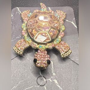 New - Pink Turtle Brooch